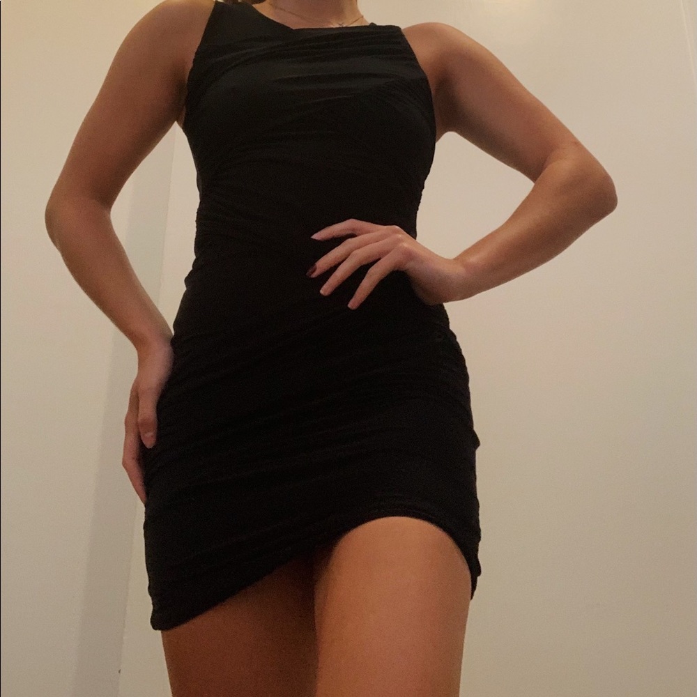 Black Mini Bodycon Wrap Dress